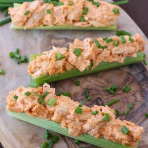 Buffalo Chicken Celery Sticks are a perfect low carb snack!