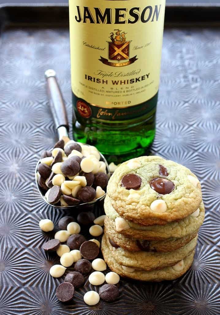 Jameson Mint Chocolate Chip Cookies are a chocolate chip cookie recipe with whiskey
