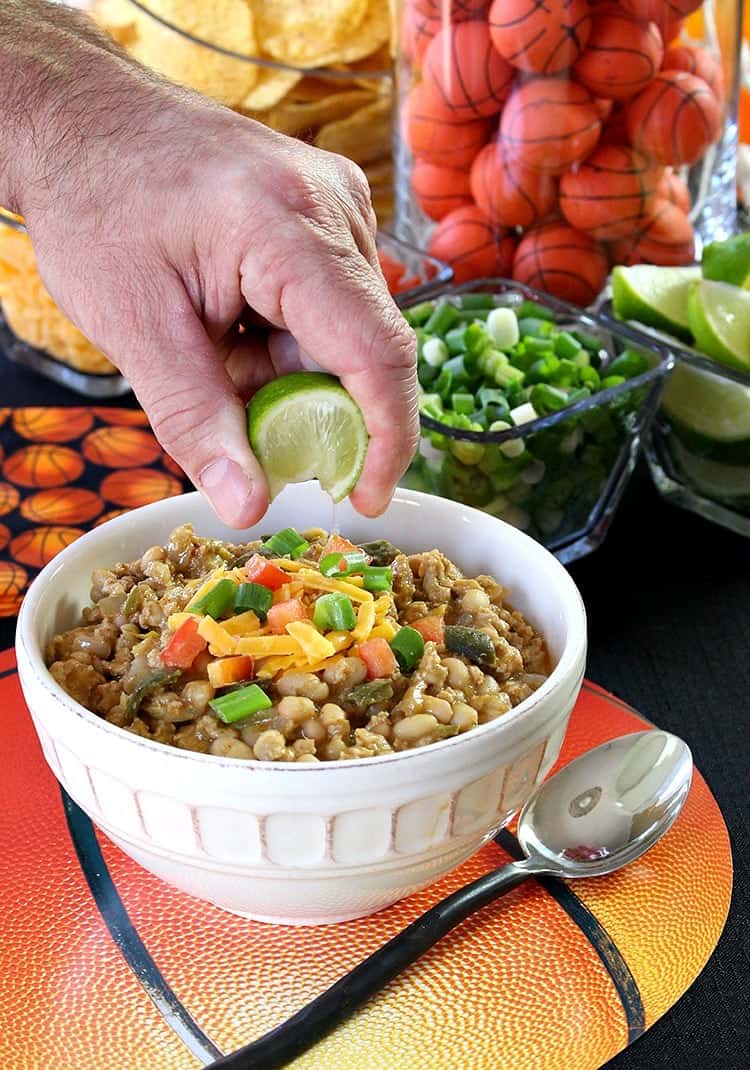 Thai Chicken Chili is a twist on our favorite peanut chicken recipe. A ground chicken chili with Thai inspired flavors and a mild heat! thai-chicken-chili-lime