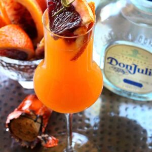 Blood Orange Mimosa is made with tequila