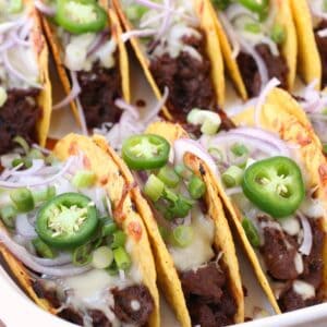 koren beef tacos in baking dish