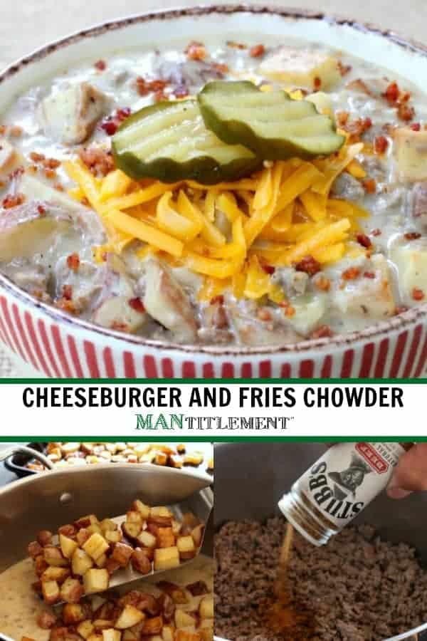 Cheeseburger and Fries Chowder is a creamy soup recipe with ground beef and potatoes