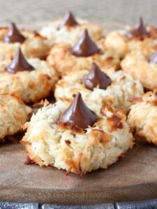 coconut rum cookies with chocolate kiss in the middle
