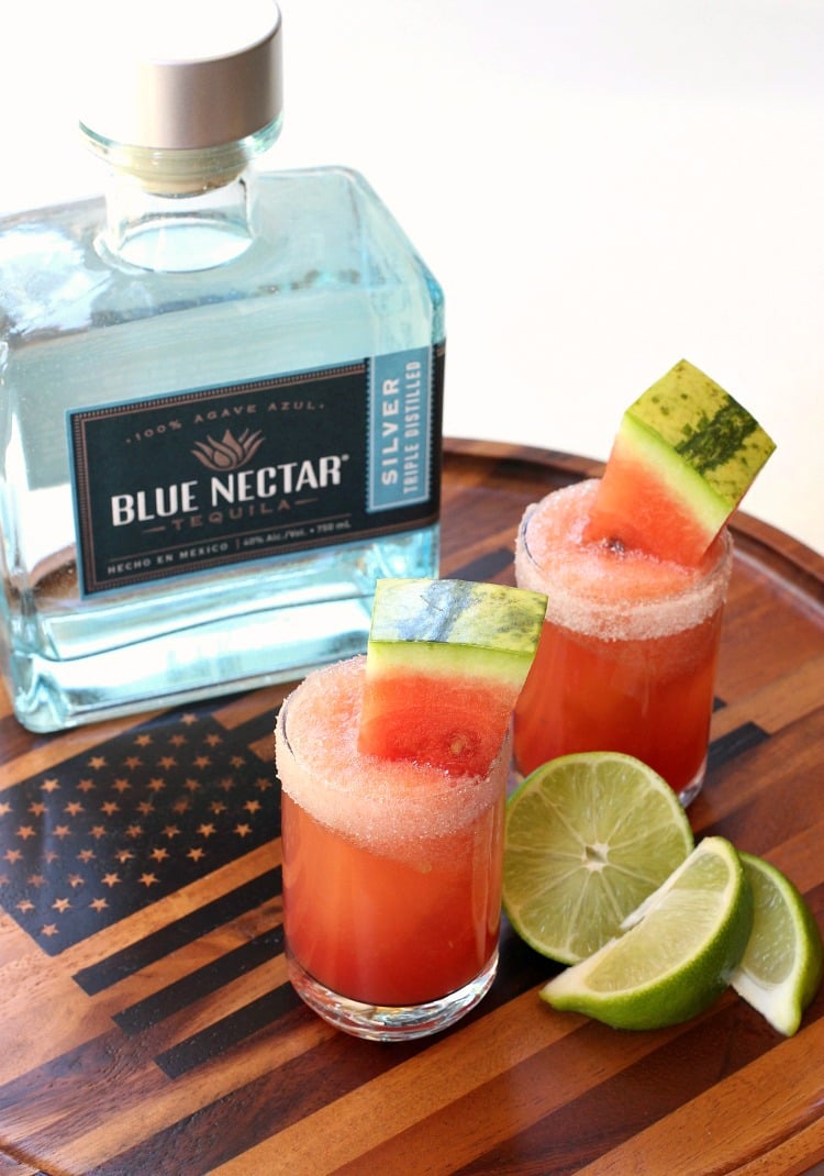 watermelon margarita shooters with limes