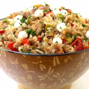 Italian Fried Rice recipe in a brown bowl