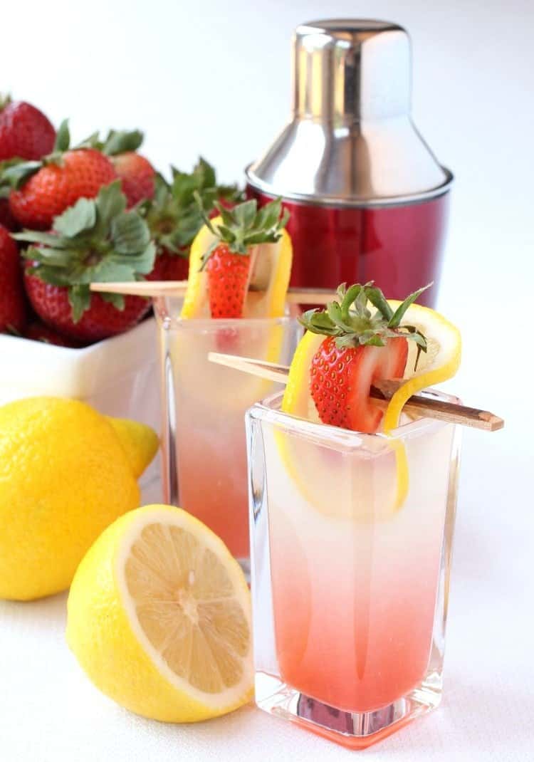 Spiked Strawberry Lemonade Shots are a sweet shot recipe made with vodka