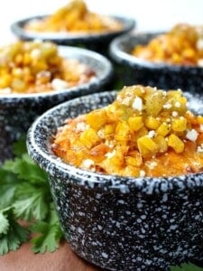 Mexican Street Corn Pudding in individual cups