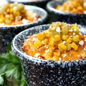 Mexican Street Corn Pudding in individual cups