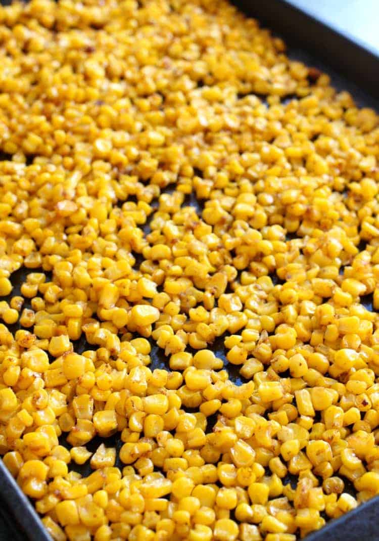 Roasting corn in a skillet corn for Mexican Street Corn Pudding