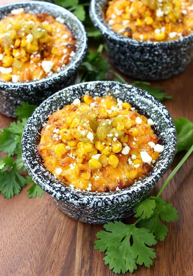 Mexican Street Corn Pudding in ramekins