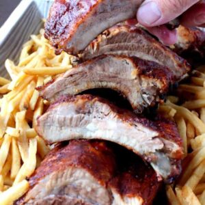 bbq ribs on a bed of french fries