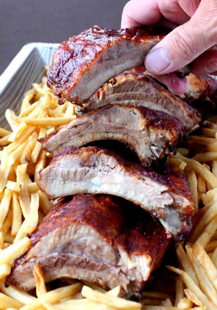 Overnight Slow Cooker Ribs is a crock pot ribs recipe that is finished on the grill