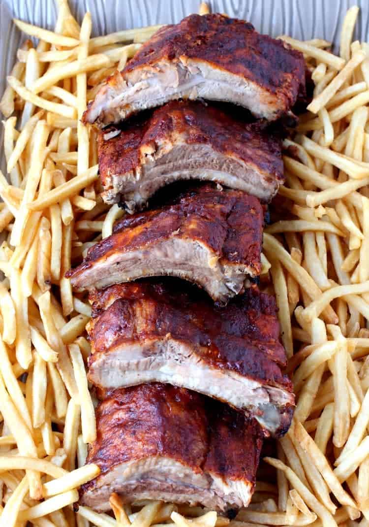 Overnight Slow Cooker Ribs with french fries