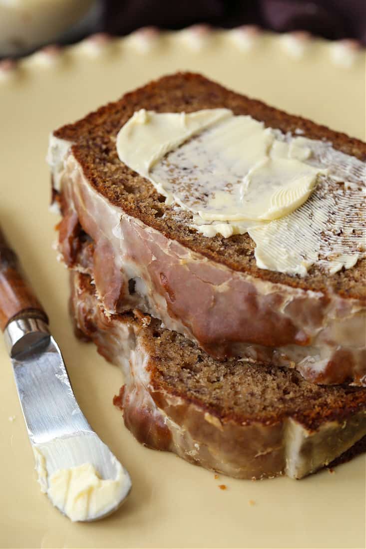 banana bread with butter