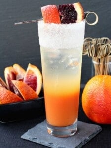 This Blood Orange Gin Cooler has fresh blood orange juice and a splash of seltzer!