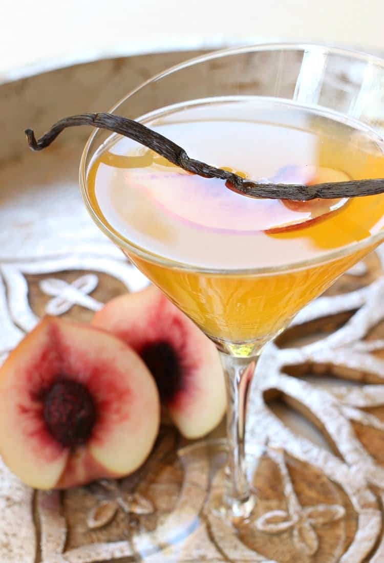 Vanilla Peach Cosmopolitan with tray