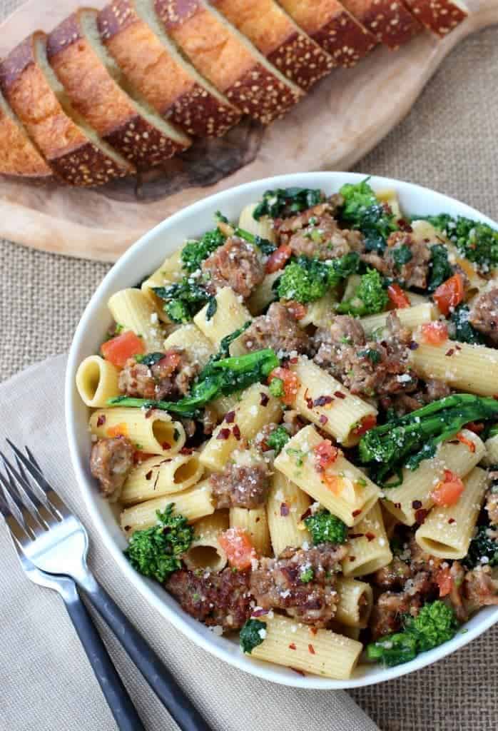 Rigatoni with Sausage and Broccoli Rabe Easy One Pot Pasta Recipe