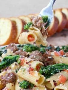 Rigatoni with Sausage and Broccoli Rabe is loaded with Italian sausage, broccoli rabe and tons of parmesan cheese!