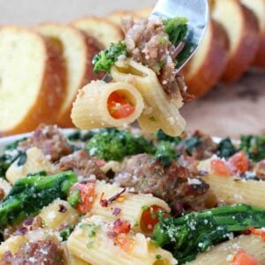 Rigatoni with Sausage and Broccoli Rabe is loaded with Italian sausage, broccoli rabe and tons of parmesan cheese!