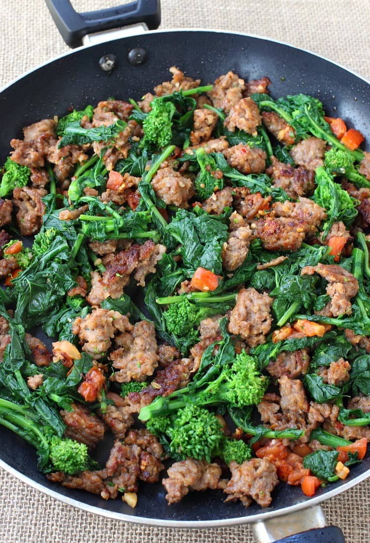 Rigatoni with Sausage and Broccoli Rabe is a one skillet dish