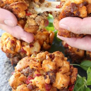 Italian Stuffing Muffins are loaded with mozzarella cheese in the center - get these ready for Thanksgiving!