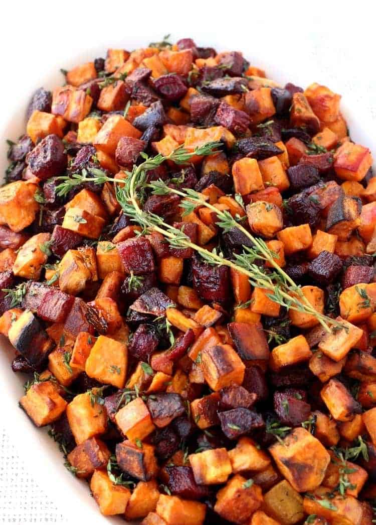 Roasted Beets and Sweets in Brown Butter Maple Glaze Mantitlement