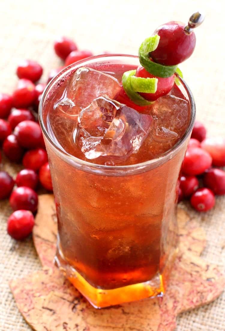 This Rum Harvest Cocktail is flavored with fresh lime and cranberry juice!