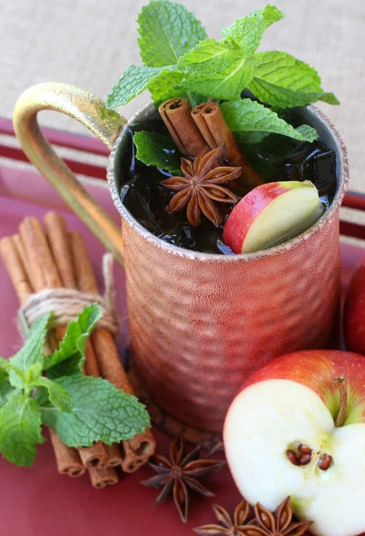 The garnishes in this Apple Cider Mojito are what makes this drink!