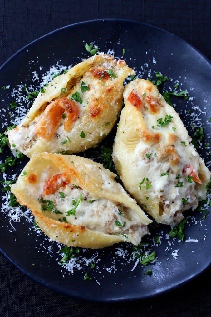 Philly Cheesesteak Stuffed Shells are a pasta recipe made with stuffed jumbo shells