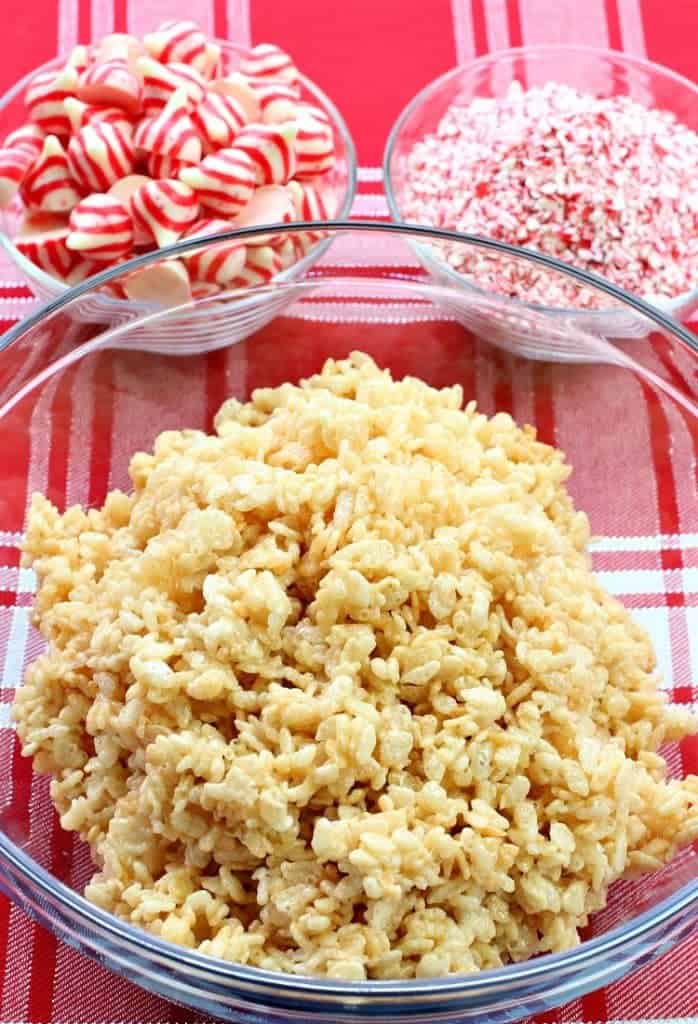 Rice Krispies Peppermint Blossoms with cereal