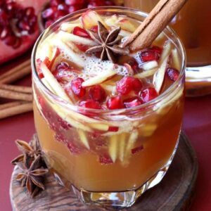 Sparkling Fireball Apple Sangria has all you favorite cold weather flavors right in a glass!