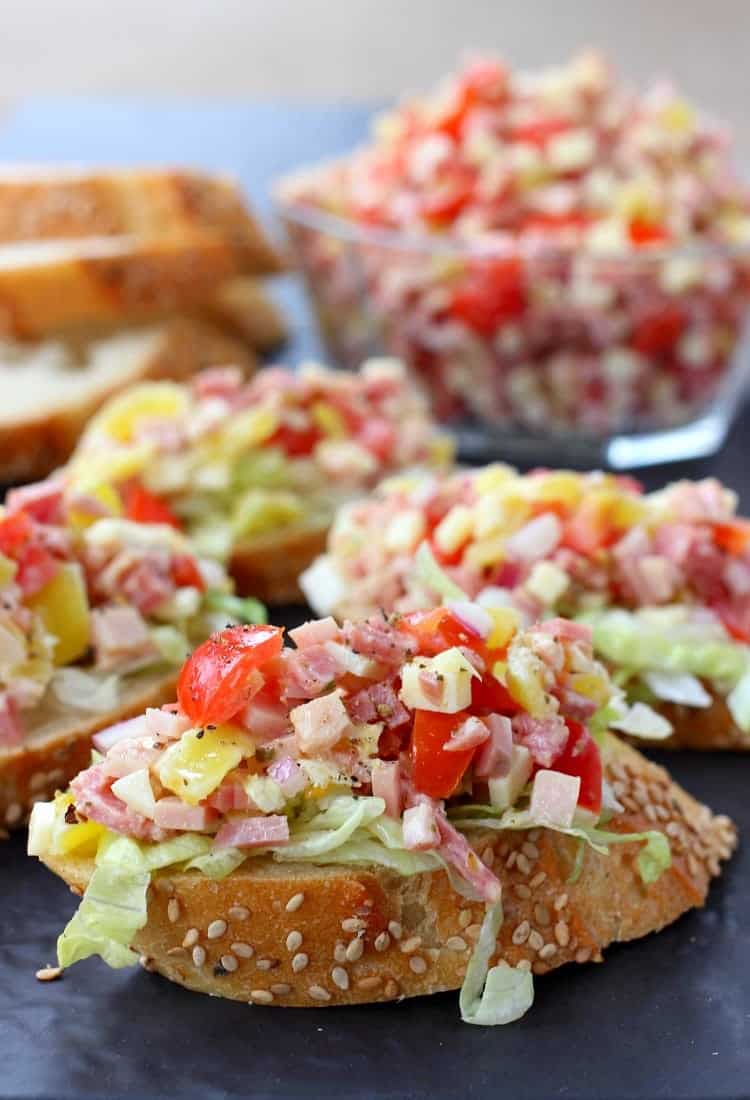 Italian Sub Bruschetta | An Fun & Easy Appetizer Recipe! | Mantitlement