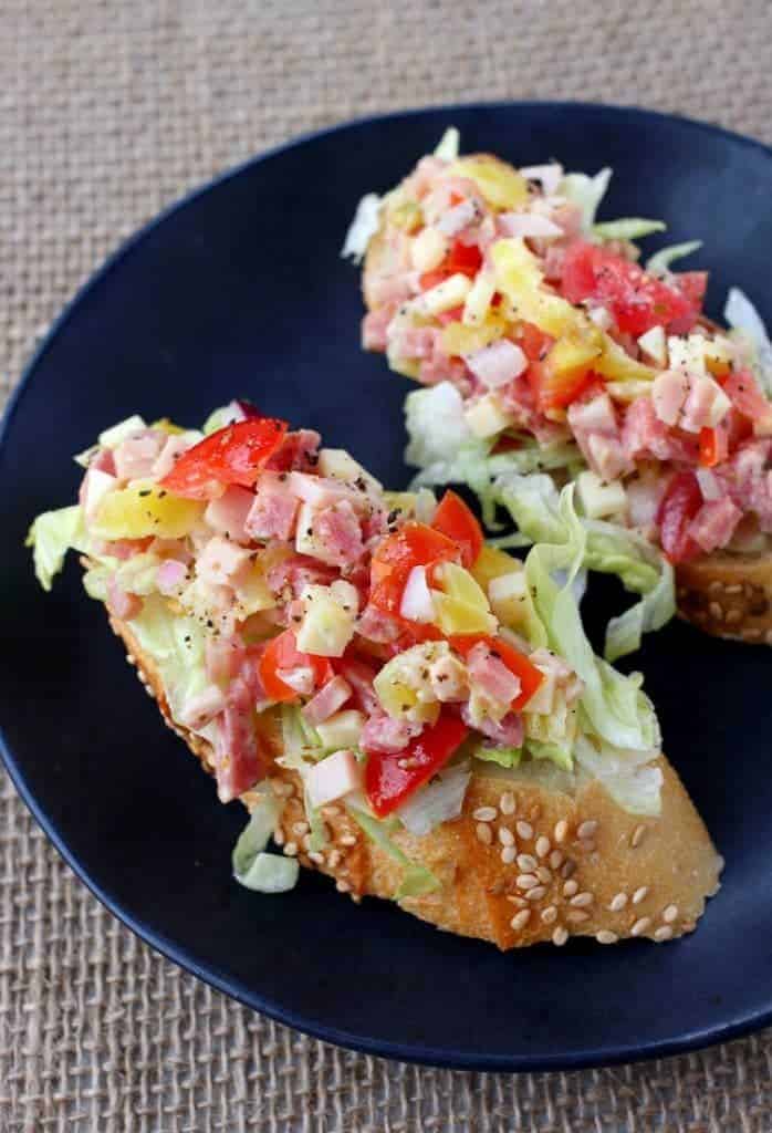 Italian Sub Bruschetta has all the flavors of your favorite sub sandwich!