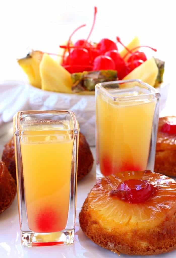 These Pineapple Upside Down Shots are boozy and tasty!