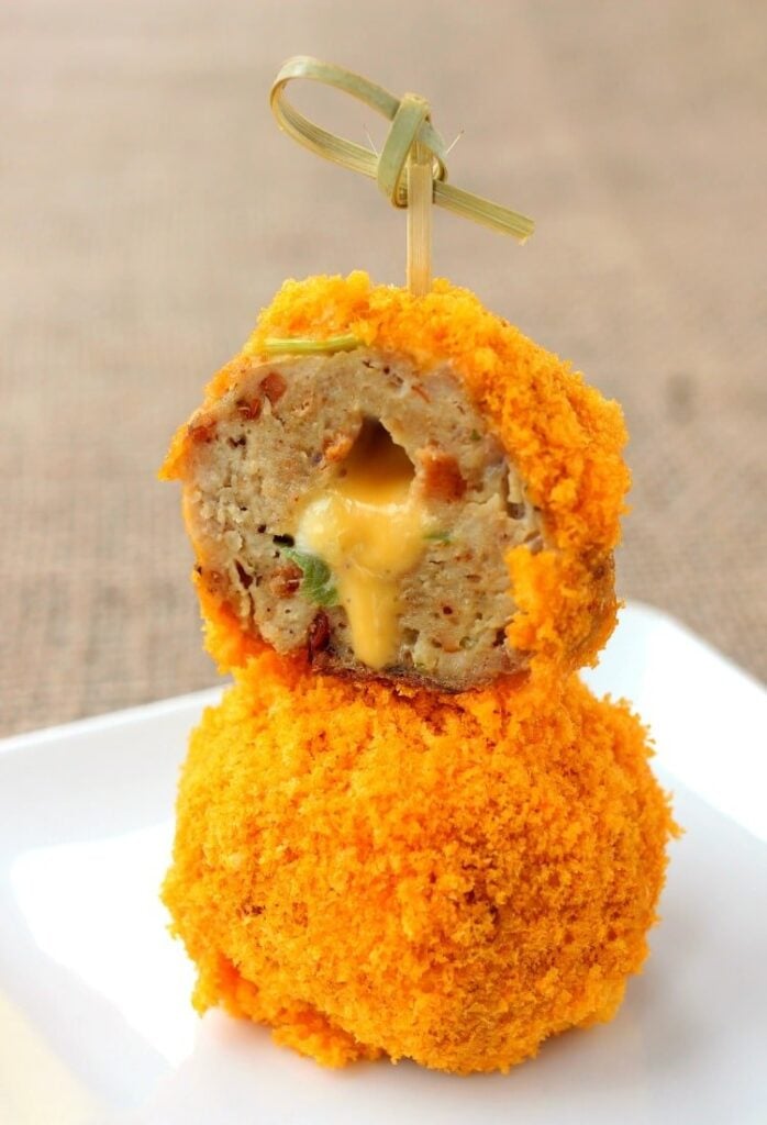 Make these Stuffed Cheese Doodle Meatballs for your next party!