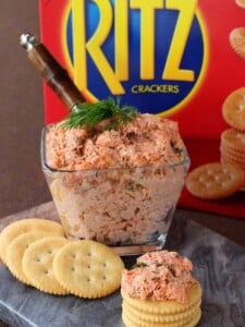 Easy Salmon Cracker Spread goes perfectly on top of a buttery, RITZ Cracker!