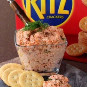 Easy Salmon Cracker Spread goes perfectly on top of a buttery, RITZ Cracker!