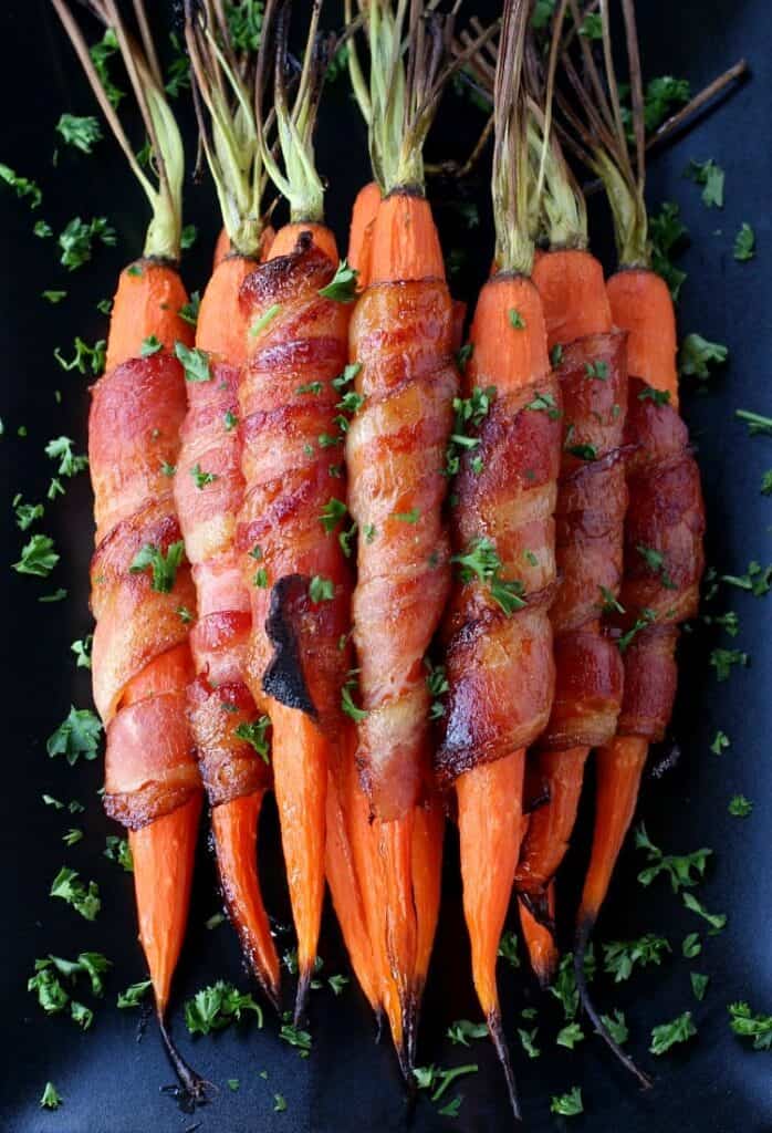 Bacon Wrapped Maple Glazed Roasted Carrots | Mantitlement