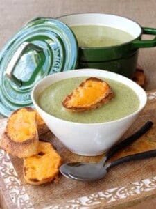 This Broccoli Soup with Cheddar Toasts is one of our favorite dinner recipes!