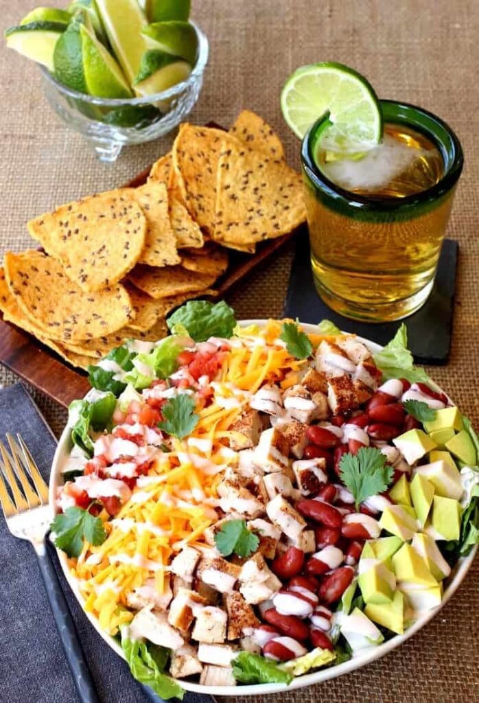 This Chopped Chicken Taco Salad is a fun family style dinner!