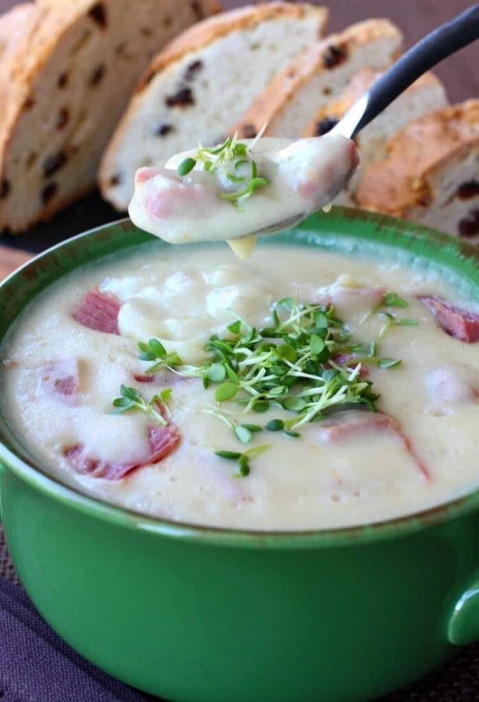 This Creamy Corned Beef Chowder is a soup recipe that uses leftover corned beef in a creamy broth