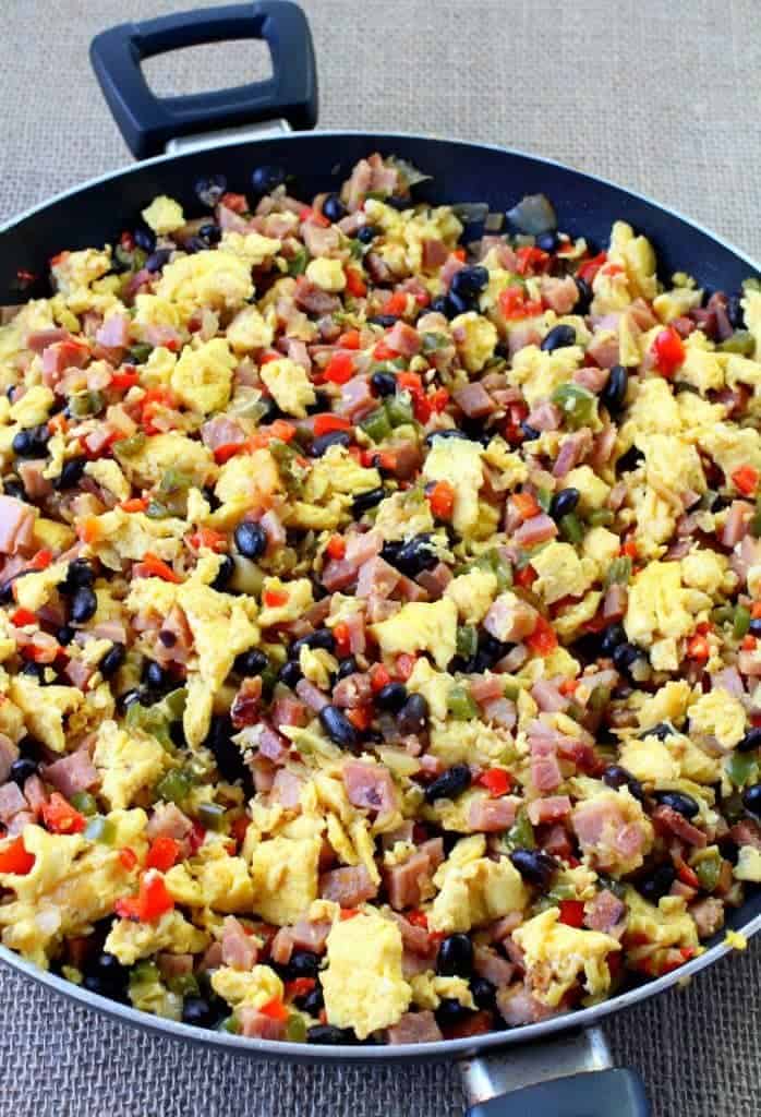 These Southwestern Breakfast Burritos are loaded with ham, eggs and peppers for a complete meal!