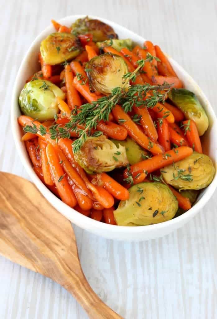 Whiskey Glazed Baby Carrots and Brussels will be the side dish star at your holiday table!