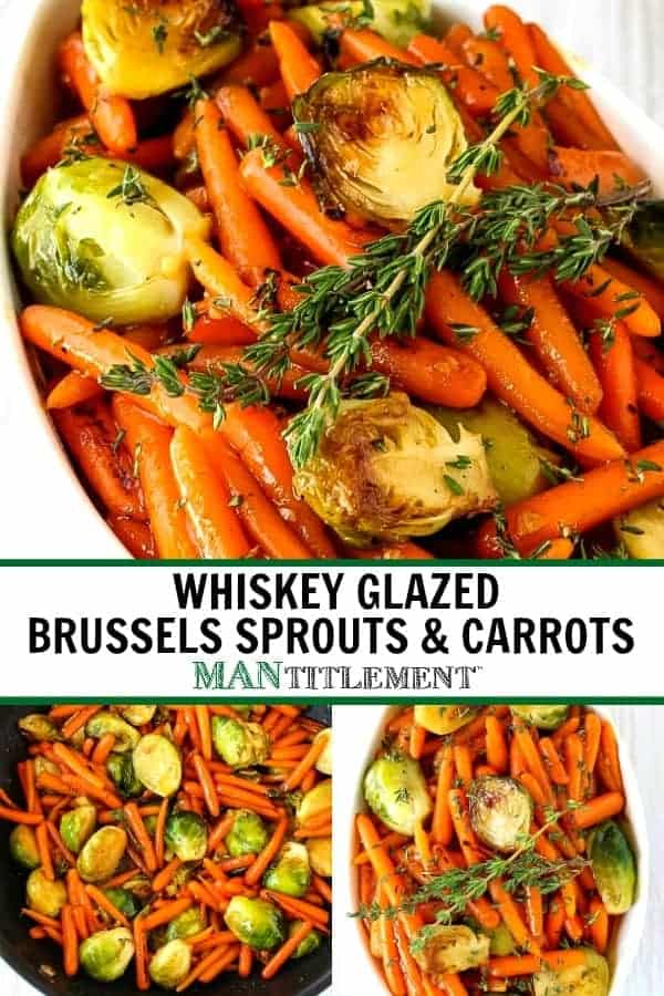 whiskey glazed carrots and brussels sprouts collage for pinterest