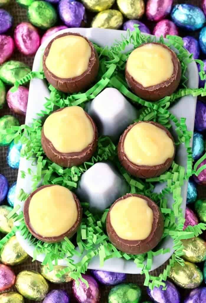 RumChata Chocolate Egg Pudding Shots with chocolate eggs