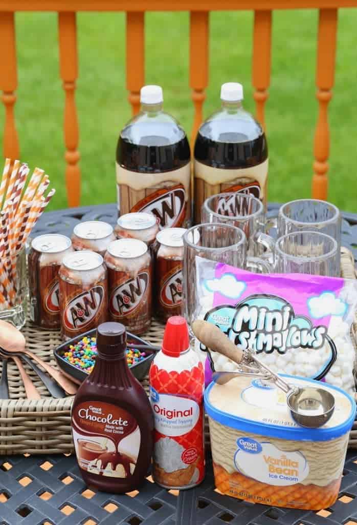 Root beer float bar for a birthday