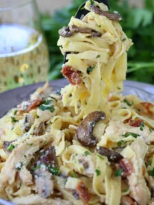 Chicken Marsala Fettuccini Alfredo is a pasta recipe that uses leftover chicken or turkey