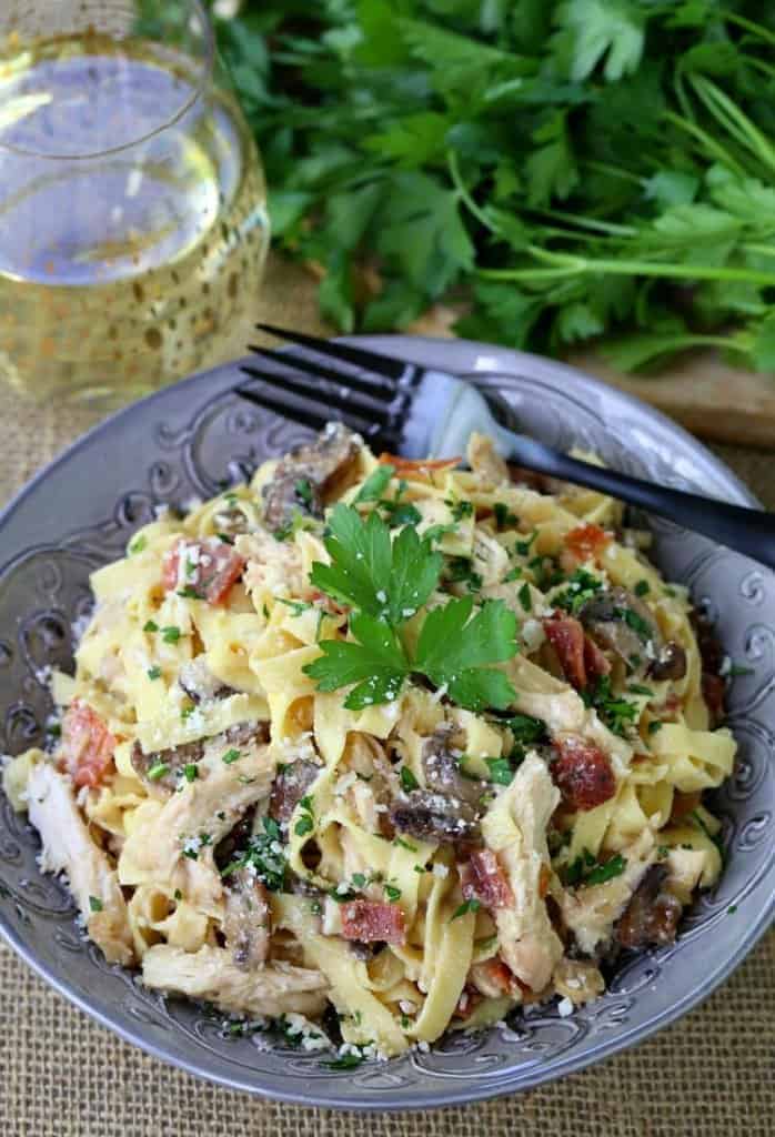 This Chicken Marsala Fettuccini Alfredo is one of our favorite pasta dinners!