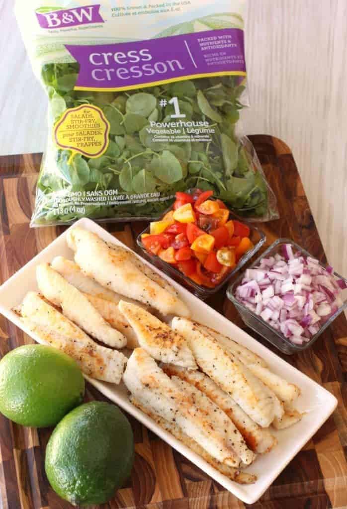 Ingredients for fish taco recipe