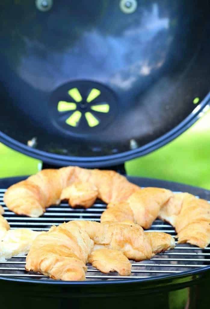 Grilled Cheese Garlic Croissants grill toasting on grill